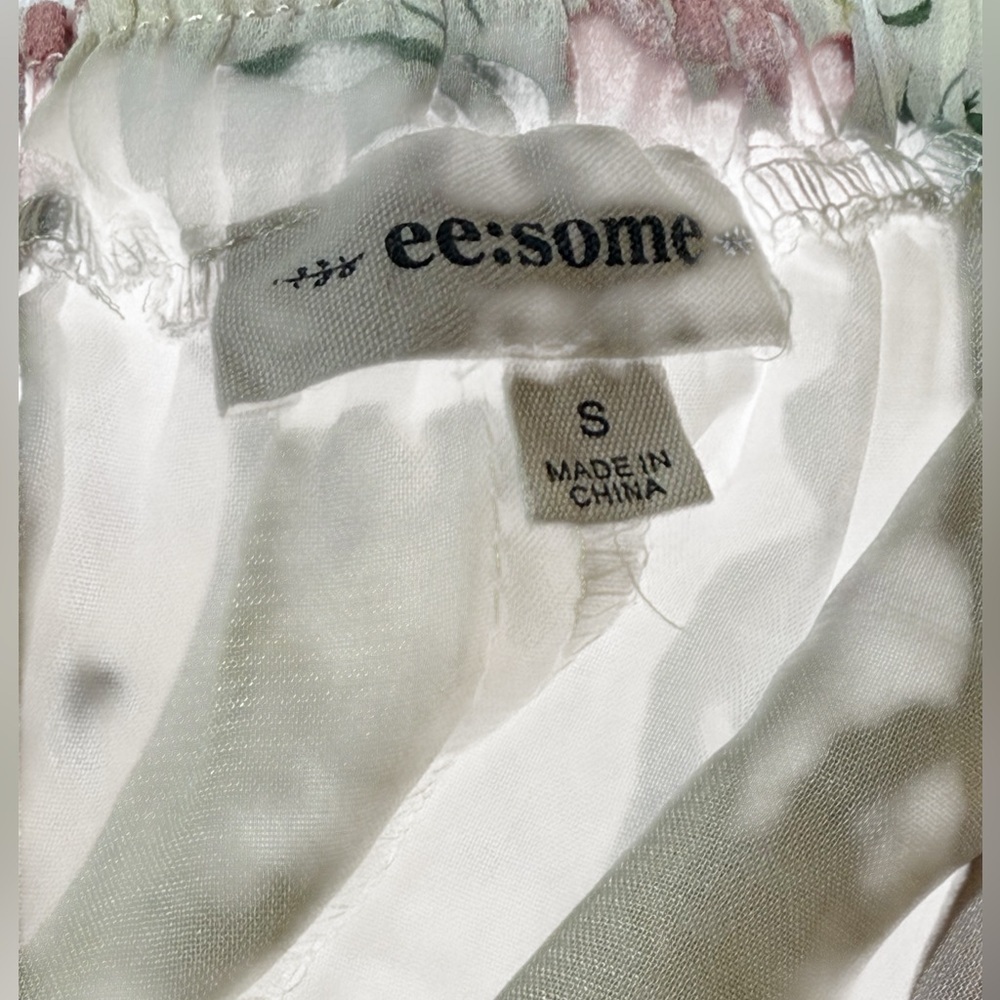 eesome brand women's blouse with floral pattern off-the-shoulder neckline Small - Picture 6 of 11